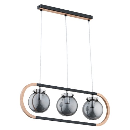 Lampa wisząca Rino 62146 Alfa 3xE14 LED Drewno/Tworzywo Czarny