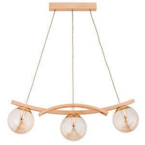 Lampa wisząca Sana 62495 Alfa 3xE14 LED Drewno/Metal Jasne Drewno - Złoto