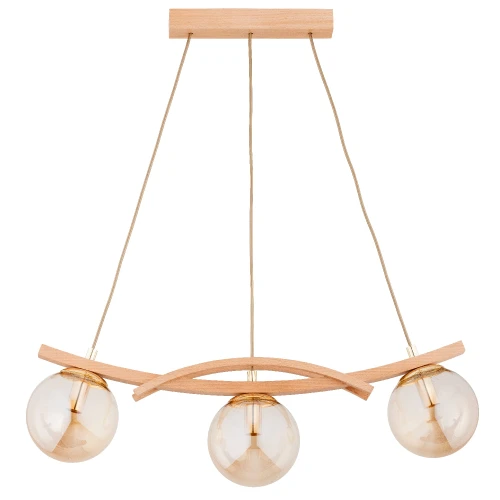 Lampa wisząca Sana 62495 Alfa 3xE14 LED Drewno/Metal Jasne Drewno - Złoto
