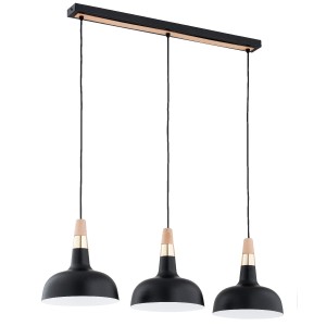 Lampa wisząca Rodos 62483 Alfa 3xE27 LED Metal/Drewno Czarny - Złoty - Jasne Drewno