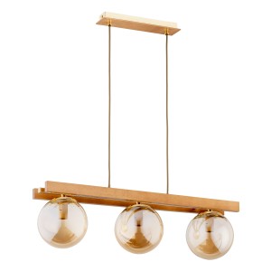Lampa wisząca Megi 62315 Alfa 3xE14 LED Drewno/Metal Jasne Drewno - Złoto