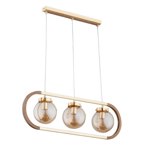Lampa wisząca Rino 62147 Alfa 3xE14 LED Drewno/Tworzywo Złoty