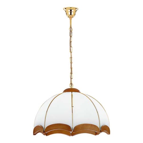 Lampa wisząca Sikorka 767 Alfa 3xE27 LED Metal/Drewno Złoty - Postarzane drewno