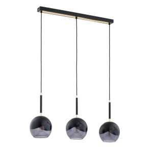 Lampa wisząca Miltona 62417 Alfa 3xE27 LED Metal Czarny - Chrom - Jasne Drewno
