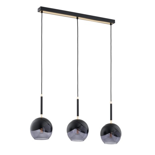 Lampa wisząca Miltona 62417 Alfa 3xE27 LED Metal Czarny - Chrom - Jasne Drewno