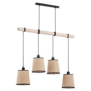 Lampa wisząca Reja 63160 Alfa 4xE27 LED Drewno/Metal Czarny - Jasne Drewno