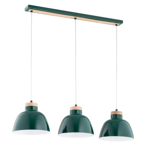 Lampa wisząca Lorien 62390 Alfa 3xE27 LED Metal/Drewno Zielony Ciemny