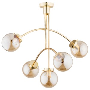 Lampa sufitowa Lusco 27135 Alfa 5xE14 LED Metal/Szkło Złoty