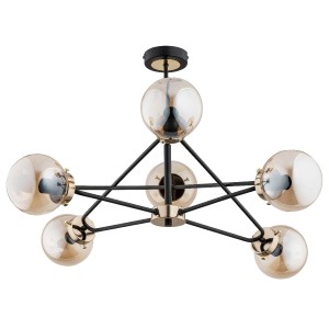 Lampa sufitowa Sagito 25626 Alfa 6xE14 LED Metal/Szkło Czarny - Złoty