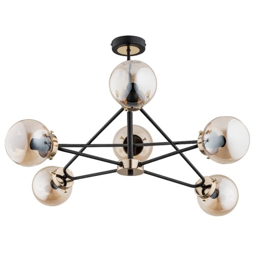 Lampa sufitowa Sagito 25626 Alfa 6xE14 LED Metal/Szkło Czarny - Złoty