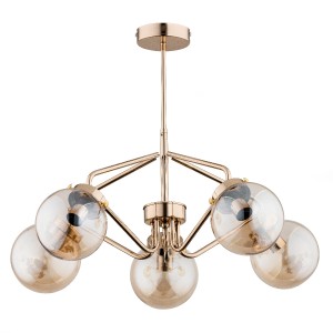 Lampa sufitowa Barsum 27585 Alfa 5xE14 LED Metal/Szkło Złoty Antyk