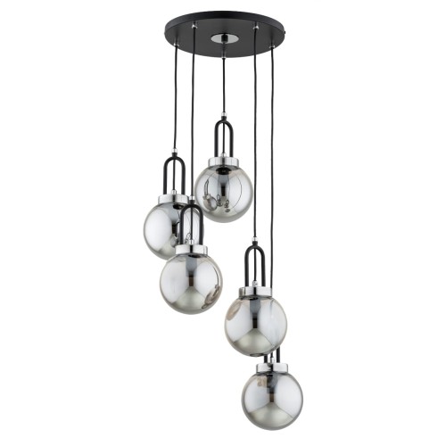 Lampa wisząca Atori 63247 Alfa 5xE14 LED Metal Czarny - Chrom