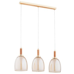 Lampa wisząca Lissy 62489 Alfa 3xE27 LED Metal/Drewno Jasne Drewno - Złoto