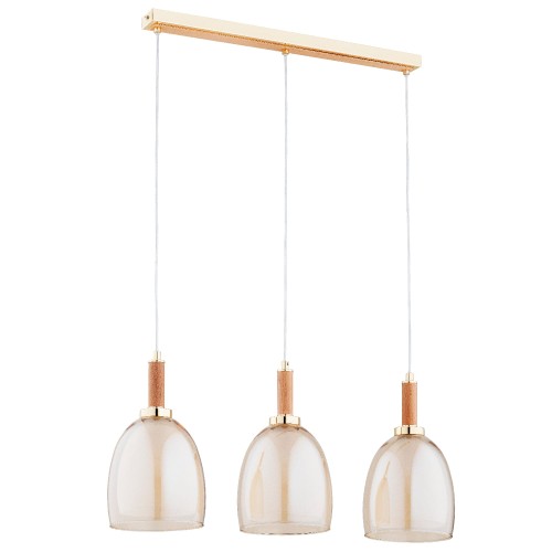 Lampa wisząca Lissy 62489 Alfa 3xE27 LED Metal/Drewno Jasne Drewno - Złoto