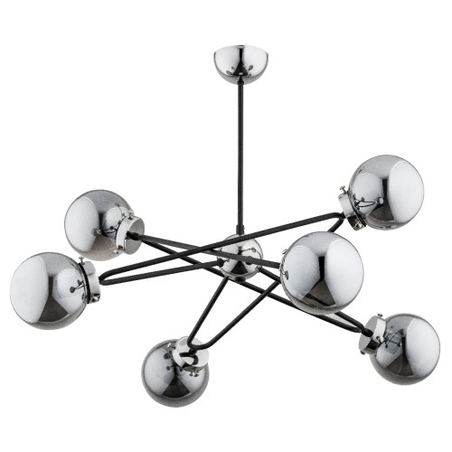 Lampa sufitowa Sagito 25616 Alfa 6xE14 LED Metal/Szkło Czarny - Chrom