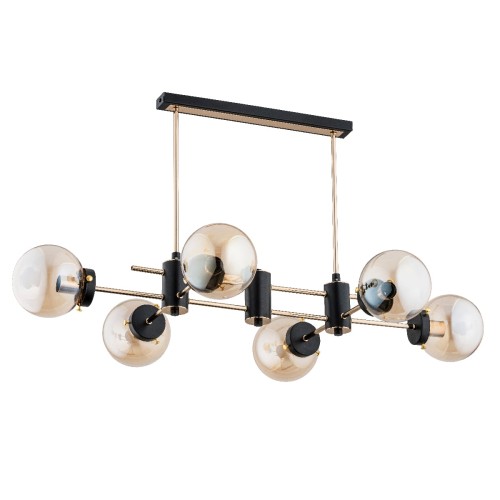 Lampa sufitowa Linio 27496 Alfa 6xE14 LED Metal/Szkło Czarny - Złoty