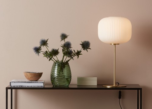 Lampa stojąca stołowa Sober 107819 Markslojd 1xE27 60W BRUSHED Mosiężny Biały