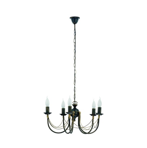 Lampa sufitowa żyrandol ARES 205 Nowodvorski 5x10W E14 Stal lakierowana Czarny patynowany złotem