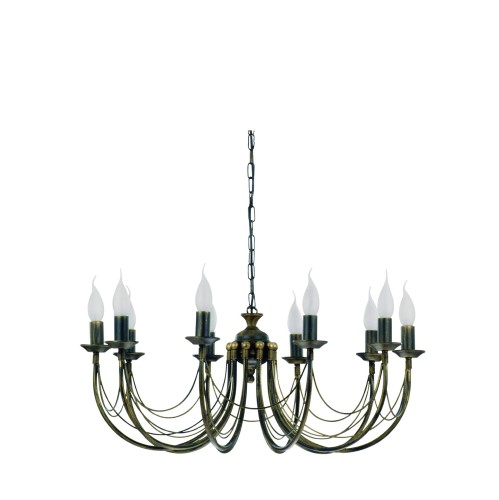 Lampa sufitowa żyrandol ARES 206 Nowodvorski 10x10W E14 Stal lakierowana Czarny patynowany złotem