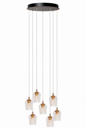 Lampa wisząca sufitowa BERLIANE 00430/28/60 Lucide 7x4W LED zintegrowany Aluminium/Szkło Złoty