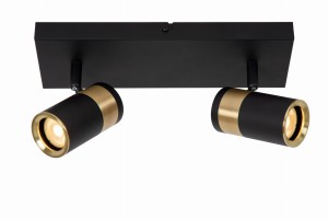 Lampa sufitowa reflektorowa GORIK 53909/02/30 Lucide 2x40W GU10 Metal Czarny/Złoty