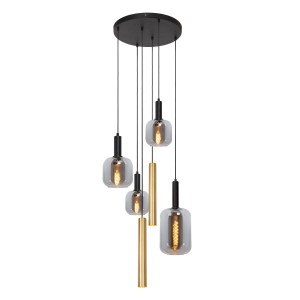 Lampa wisząca sufitowa JOANET 45494/16/96 Lucide 4x40W E27 Szkło / Złoty/Czarny