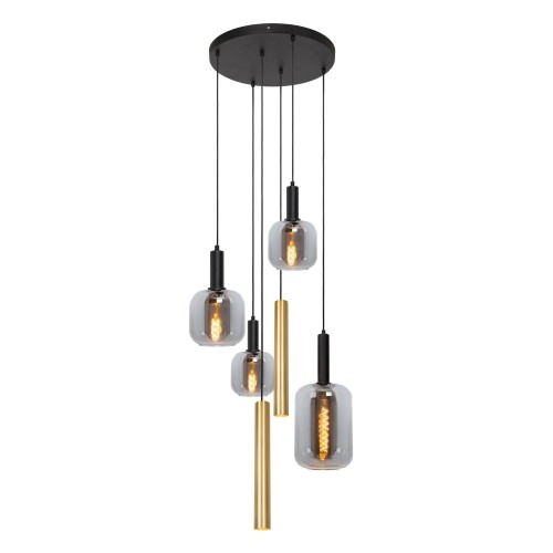Lampa wisząca sufitowa JOANET 45494/16/96 Lucide 4x40W E27 Szkło / Złoty/Czarny