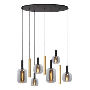 Lampa wisząca żyrandol JOANET 45494/19/96 Lucide 6x40W E27 Szkło / Złoty/Czarny