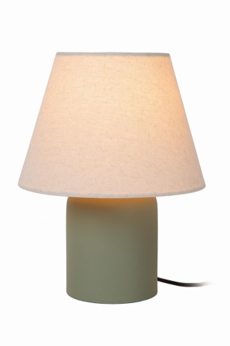Lampa stojąca stołowa MACIA 06527/01/33 Lucide 1x15W E14 Ceramika/Len Zielony/Beżowy