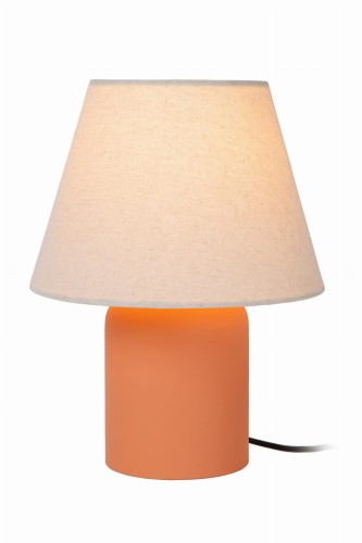 Lampa stojąca stołowa MACIA 06527/01/55 Lucide 1x15W E14 Ceramika/Len Brązowy/Beżowy