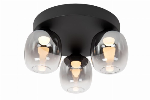 Lampa sufitowa plafon Tamino 74119/15/30 Lucide 3x5,6W LED Metal/Szkło Czarny/Szary