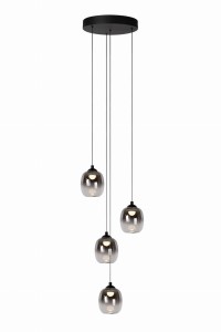 Lampa wisząca sufitowa TAMINO 74419/20/30 Lucide 4x5,2W LED Metal/Szkło Czarny/Szary i odcienie szarości