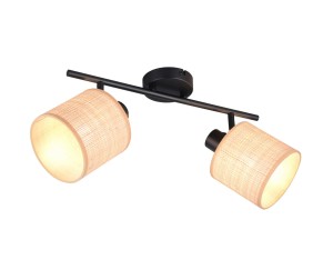 Lampa sufitowa reflektorowa AIMEE R81852036 RL 2x10W E14 Metal/Rafia Czarny/Naturalny