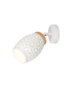 Lampa ścienna kinkiet BIDAR R81571731 RL 1x10W E14 Metal Biały/Drewno jasne i ciemne