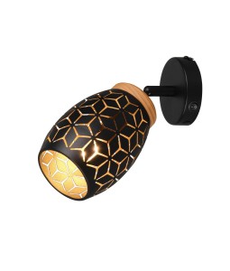 Lampa ścienna kinkiet BIDAR R81571780 RL 1x10W E14 Metal/Złoty Czarny