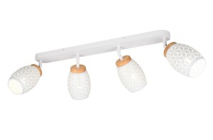 Lampa sufitowa reflektorowa BIDAR R81574031 RL 4x10W E14 Metal / Biały/Drewno jasne i ciemne