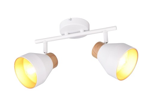 Lampa sufitowa reflektorowa VALENTIN R81922031 RL 2x10W E14 Metal Biały/Drewno