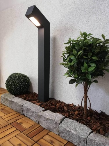 Lampa zewnętrzna słupek ogrodowy OPTIMA Radex IP 44 1x18W GU10 Aluminium/Poliwęglan Czarny