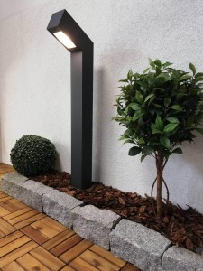 Lampa zewnętrzna słupek ogrodowy  OPTIMA Radex IP 44 1x18W GU10 Aluminium/Poliwęglan Srebrnoszary