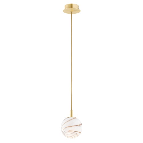 Lampa Wisząca Almiros 8450 Argon 1xE14 7W Szkło/ Mosiądz, Marmurkowy