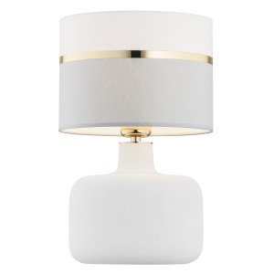 Lampa Stołowa Beja 4361 Argon 1xE27 15W Szkło/ Stal Mosiądzowana, Biało-Szary