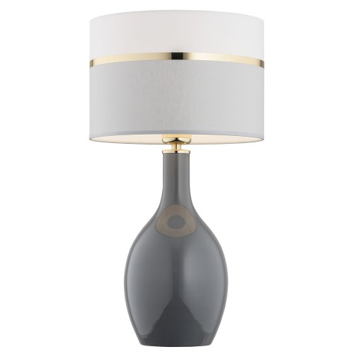 Lampa Stołowa Beja 4360 Argon 1xE27 15W Szkło/ Stal Mosiądzowana, Biało-Szary