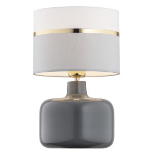 Lampa Stołowa Beja 4362 Argon 1xE27 15W Szkło/ Stal Mosiądzowana, Biało-Szary