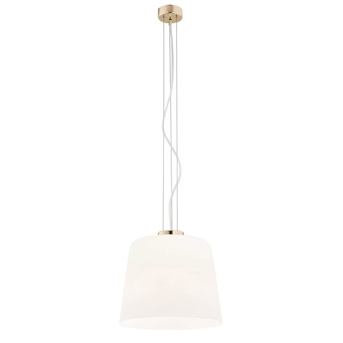 Lampa Wisząca Berkley 4689 Argon 1xE27 15W Szkło/ Stal Mosiądzowana, Opal Biały/ Elementy Mosiądzowane
