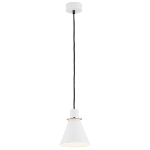 Lampa Wisząca Beverly 4680 Argon 1xE27 15W Stal Lakierowana/ Stal Mosiądzowana, Biały/Mosiądz