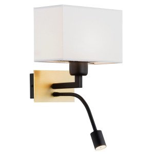 Lampa ścienna Kinkiet Bill 1040 Argon 1xE27 + LED 15W + 4,5W Mosiądz/ Stal Lakierowana, Biało-Szary