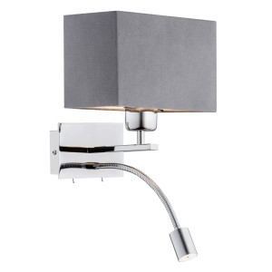 Lampa ścienna Kinkiet Bill 1053 Argon 1xE27+ LED 15W + 4,5W Stal Chromowana, Ciemnoszary