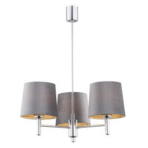 Lampa wisząca Żyrandol Bolzano Plus 6107 Argon 3xE27 15W Stal Chromowana, Ciemnoszary