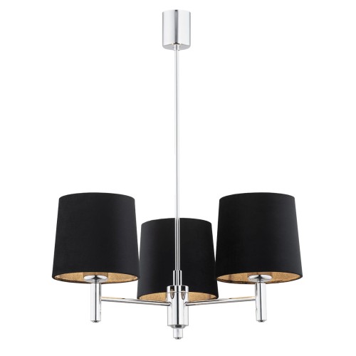 Lampa wisząca Żyrandol Bolzano Plus 6108 Argon 3xE27 15W Stal Chromowana, Czarny
