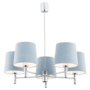 Lampa wisząca Żyrandol Bolzano 2076 Argon 5xE27 15W Stal Chromowana, Błękitny